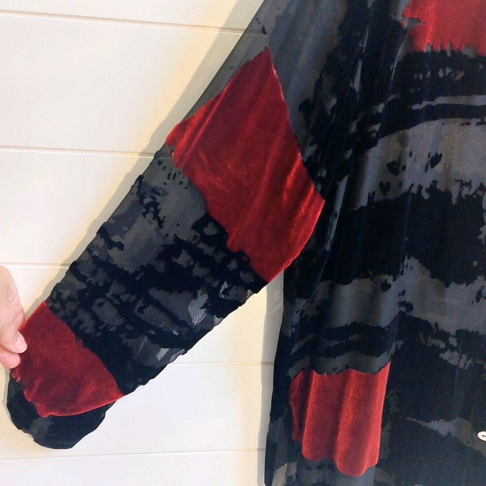 Chicos Design Burnt Velvet Silk Blend Shirt Women's Sz 3 Button Up Blouse Artsy - Picture 3 of 8